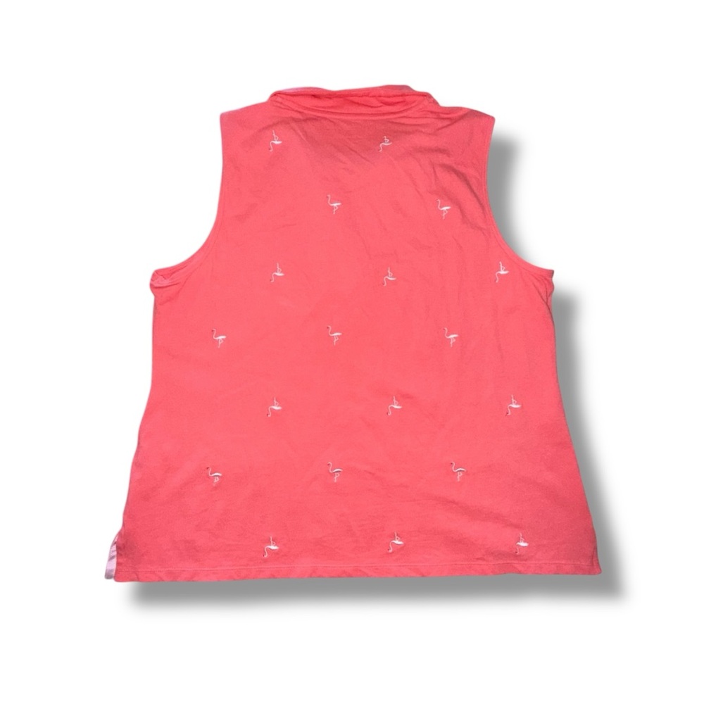 TALBOTS UPF 50+ Piqué Sleeveless Polo - Embroidered Flamingo Lovely Coral XLp - Picture 5 of 9